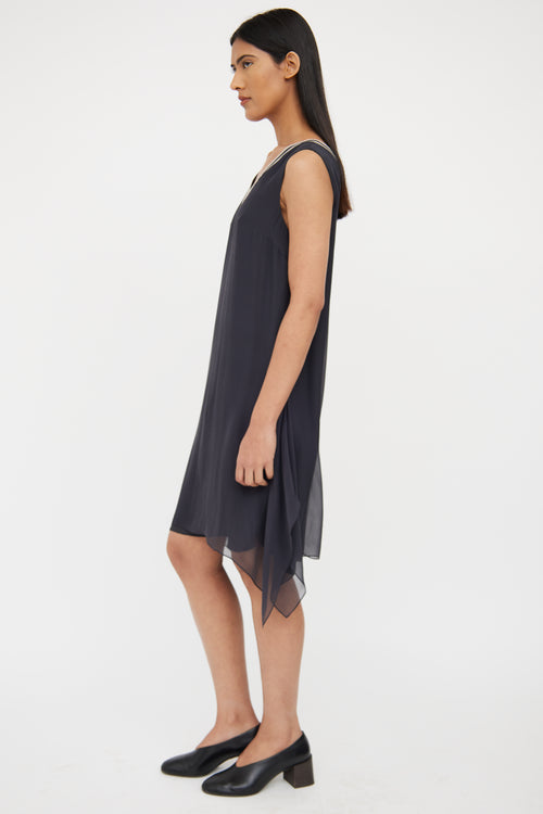 Brunello Cucinelli Dark Grey Monili Silk Dress