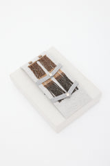 Brunello Cucinelli Silver & Brown Monili & Bead Fringe Earrings