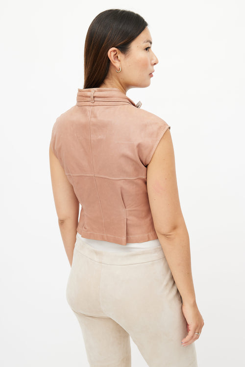 Brunello Cucinelli Pink Leather Sleeveless Vest