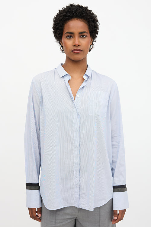 Brunello Cucinelli Pinstripe Monili Shirt