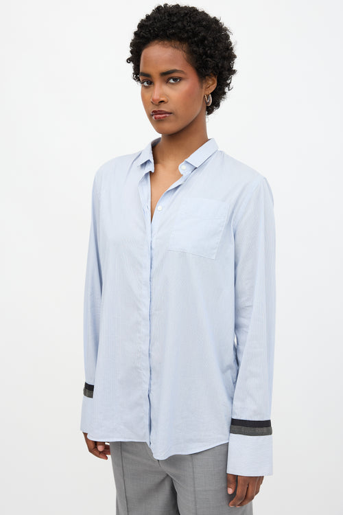 Brunello Cucinelli Pinstripe Monili Shirt