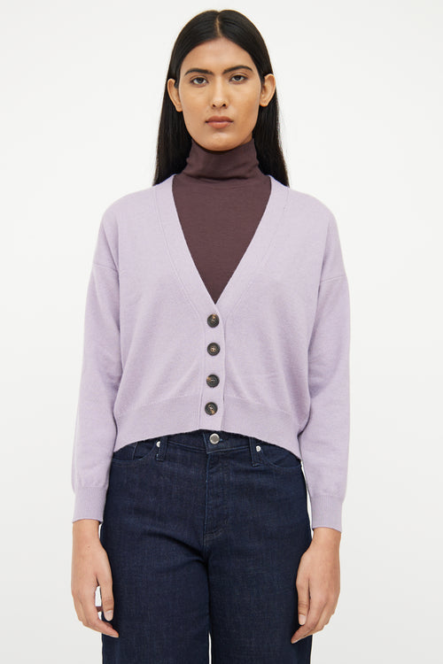 Brunello Cucinelli Purple Cashmere Long Sleeve Cardigan