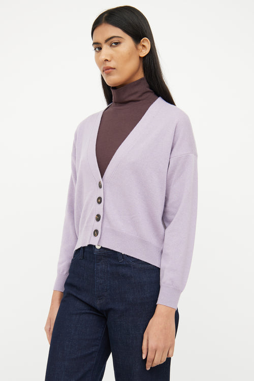 Brunello Cucinelli Purple Cashmere Long Sleeve Cardigan