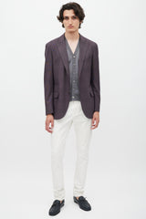 Brunello Cucinelli Purple Wool Plaid Blazer