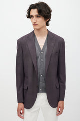 Brunello Cucinelli Purple Wool Plaid Blazer