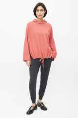 Brunello Cucinelli Red Cashmere & Monili Trim Hoodie