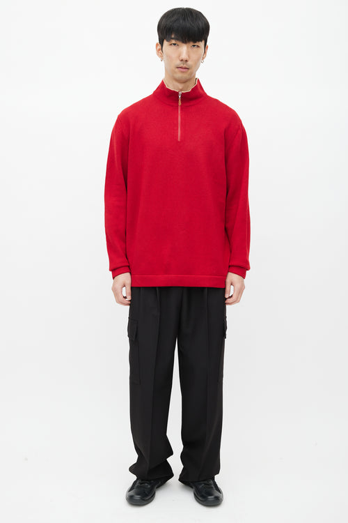 Brunello Cucinelli Red Wool Zip Sweater