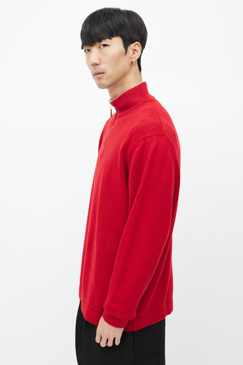Brunello Cucinelli Red Wool Zip Sweater