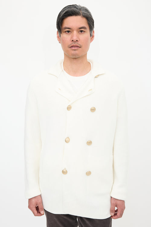 Brunello Cucinelli Rib Knit Double Breasted Cardigan