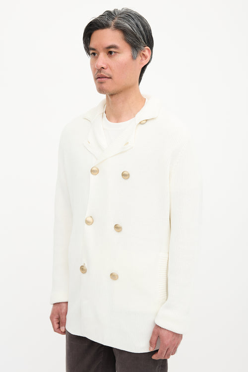 Brunello Cucinelli Rib Knit Double Breasted Cardigan