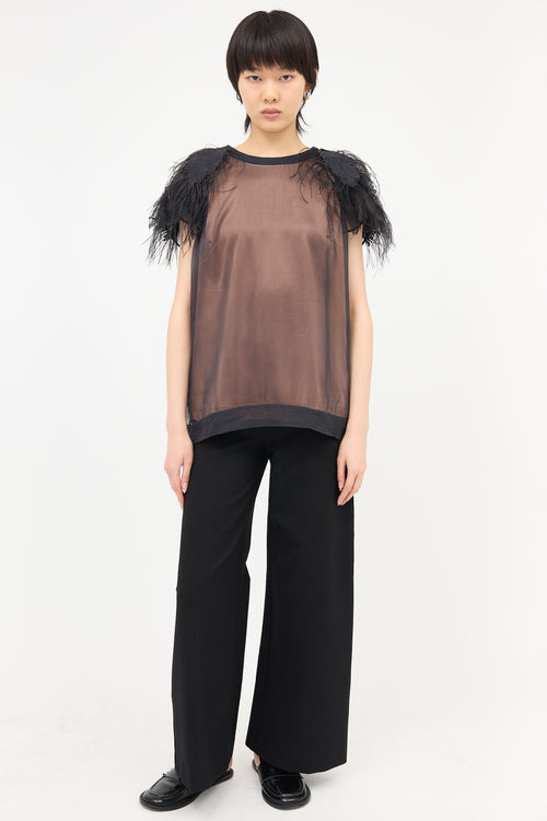 Brunello Cucinelli Silk Chiffon Feather Blouse