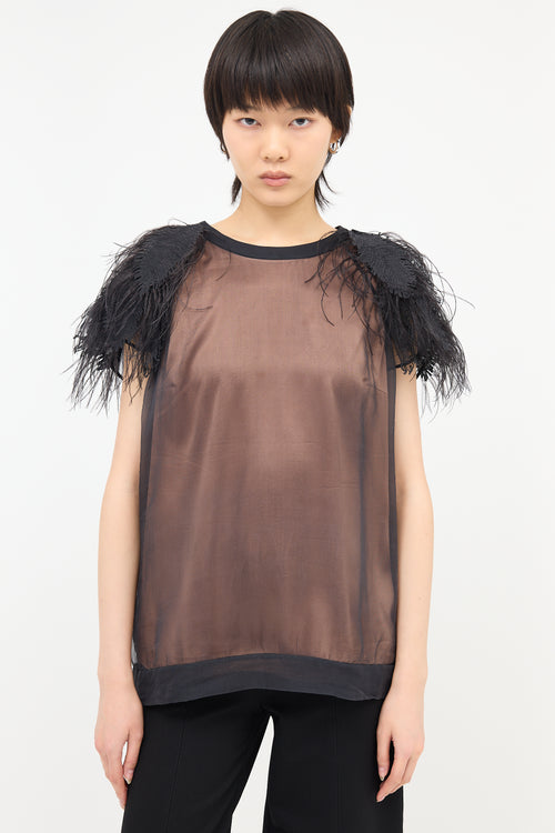 Brunello Cucinelli Silk Chiffon Feather Blouse