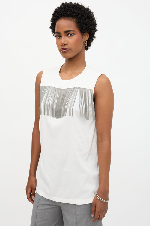 Brunello Cucinelli Silk Monili Fringe Blouse