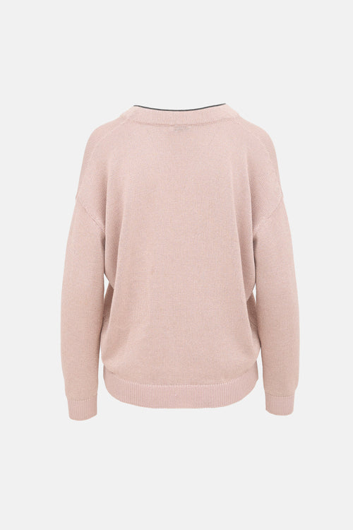 Brunello Cucinelli Sparkly V-Neck Sweater