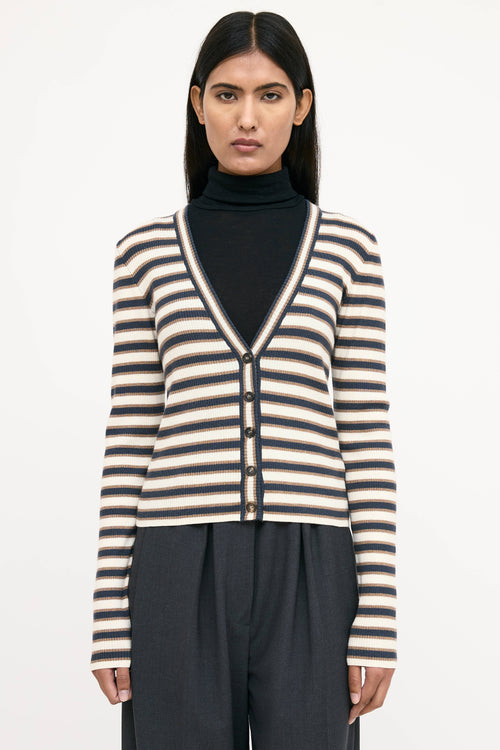Brunello Cucinelli Wool Striped Knit Cardigan