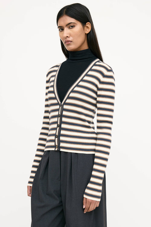 Brunello Cucinelli Wool Striped Knit Cardigan