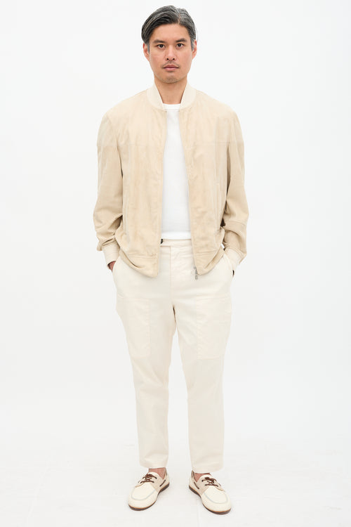 Brunello Cucinelli Suede Bomber Jacket