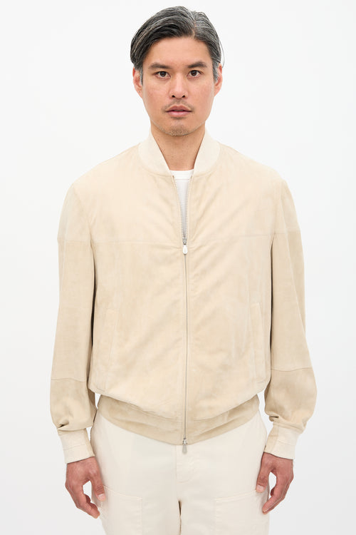 Brunello Cucinelli Suede Bomber Jacket