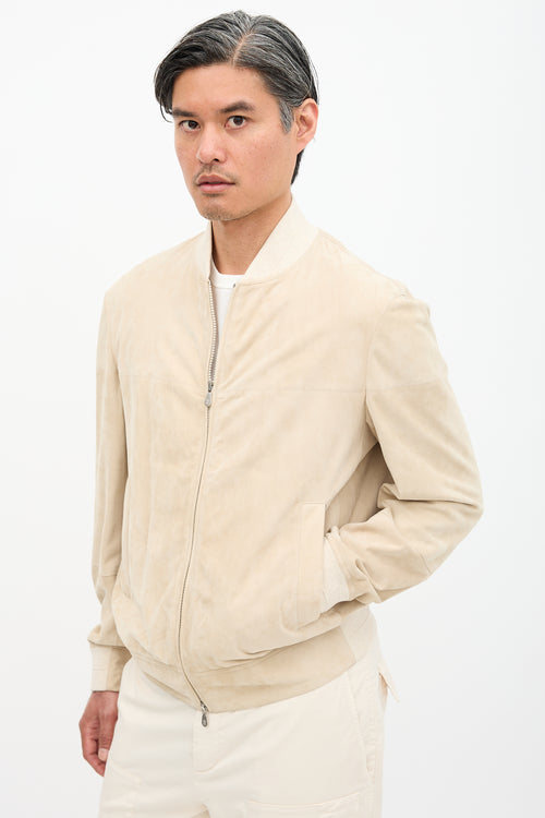 Brunello Cucinelli Suede Bomber Jacket