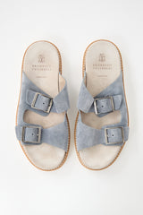 Brunello Cucinelli Suede Buckle Sandal