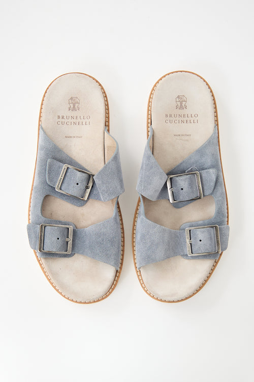 Brunello Cucinelli Suede Buckle Sandal