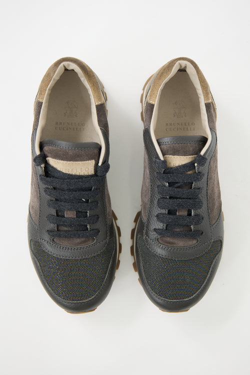 Brunello Cucinelli Suede Leather Monili Sneaker