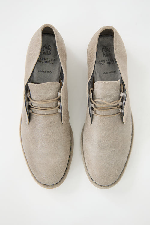 Brunello Cucinelli Metallic Suede Monili Derby