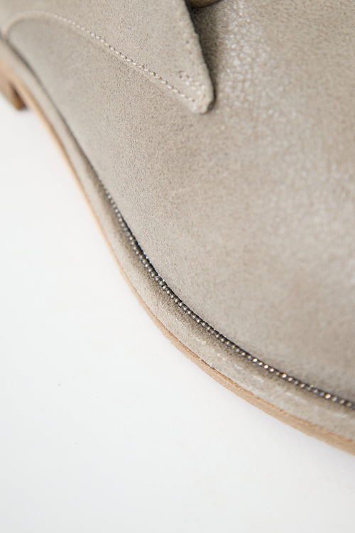 Brunello Cucinelli Metallic Suede Monili Derby