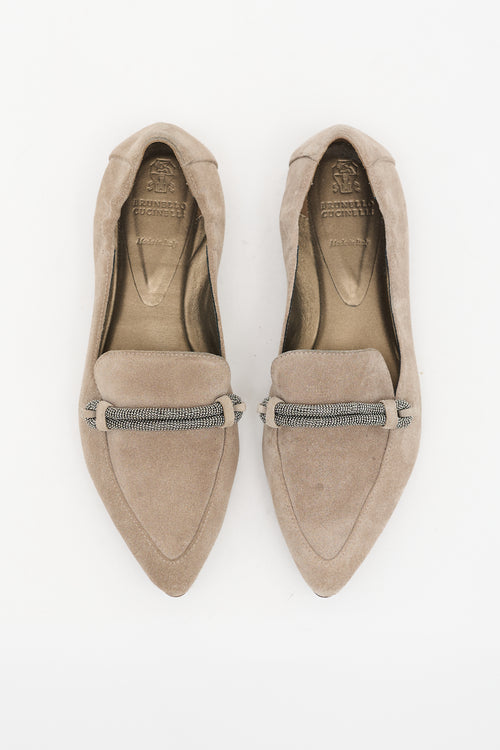 Brunello Cucinelli Suede Pointed Toe Loafer