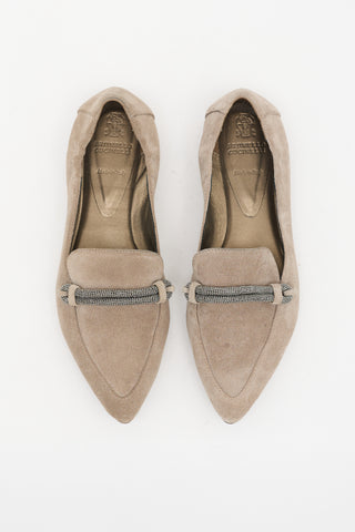 Brunello Cucinelli Suede Pointed Toe Loafer