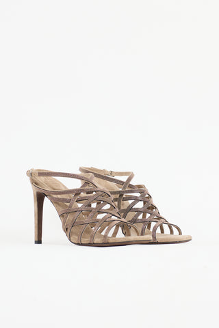 Brunello Cucinelli Suede Woven Monili Sandal