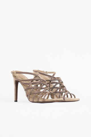 Brunello Cucinelli Suede Woven Monili Sandal