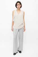 Brunello Cucinelli Taupe Silk & Cotton Drape Blouse