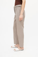 Brunello Cucinelli Taupe Waist Strap Trouser