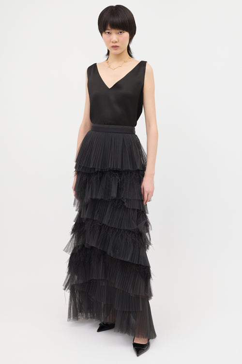 Brunello Cucinelli Tulle & Feather Tier Skirt