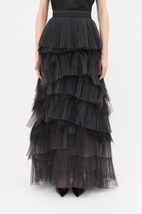 Brunello Cucinelli Tulle & Feather Tier Skirt