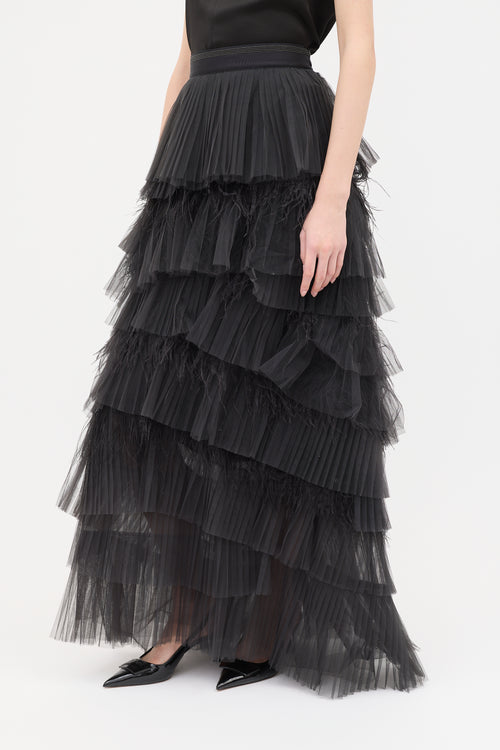 Brunello Cucinelli Tulle & Feather Tier Skirt