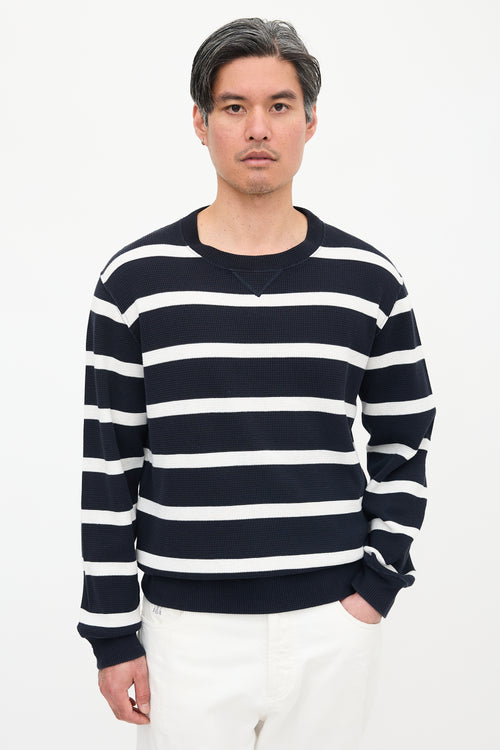Brunello Cucinelli Waffle Knit Striped Top