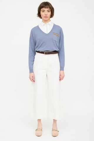 Brunello Cucinelli Wide Leg Pleated Trouser