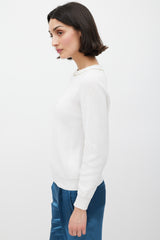 Brunello Cucinelli White & Gold Monili Knit Sweater