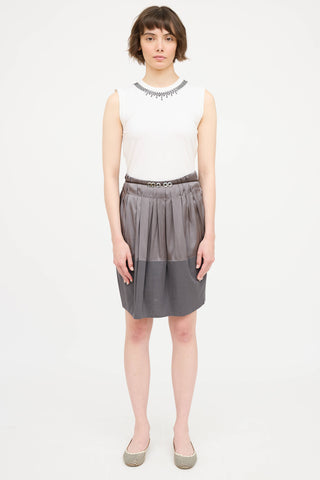 Brunello Cucinelli Wool & Silk Pleated Skirt