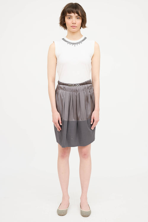 Brunello Cucinelli Wool & Silk Pleated Skirt