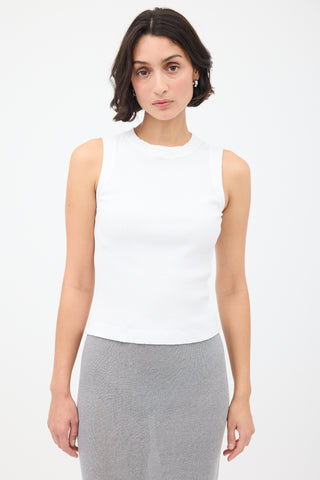 Brunello Cucinelli White Monili Trim Ribbed Tank Top