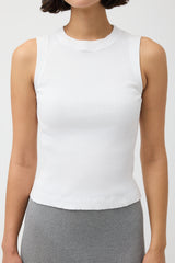 Brunello Cucinelli White Monili Trim Ribbed Tank Top