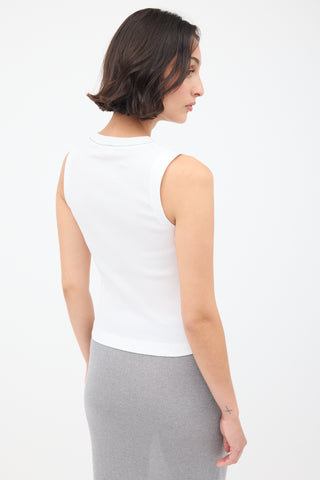 Brunello Cucinelli White Monili Trim Ribbed Tank Top