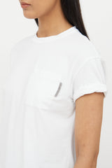 Brunello Cucinelli White Monili Short Sleeve Top