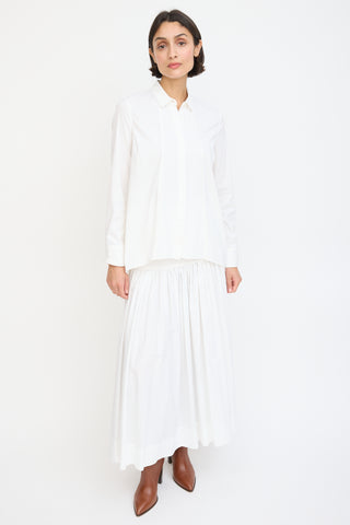 Brunello Cucinelli White Panelled High Low Shirt