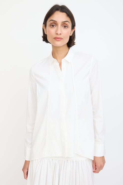 Brunello Cucinelli White Panelled High Low Shirt