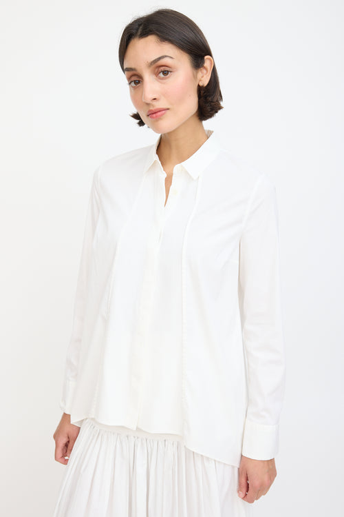 Brunello Cucinelli White Panelled High Low Shirt