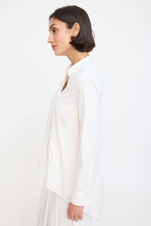 Brunello Cucinelli White Panelled High Low Shirt